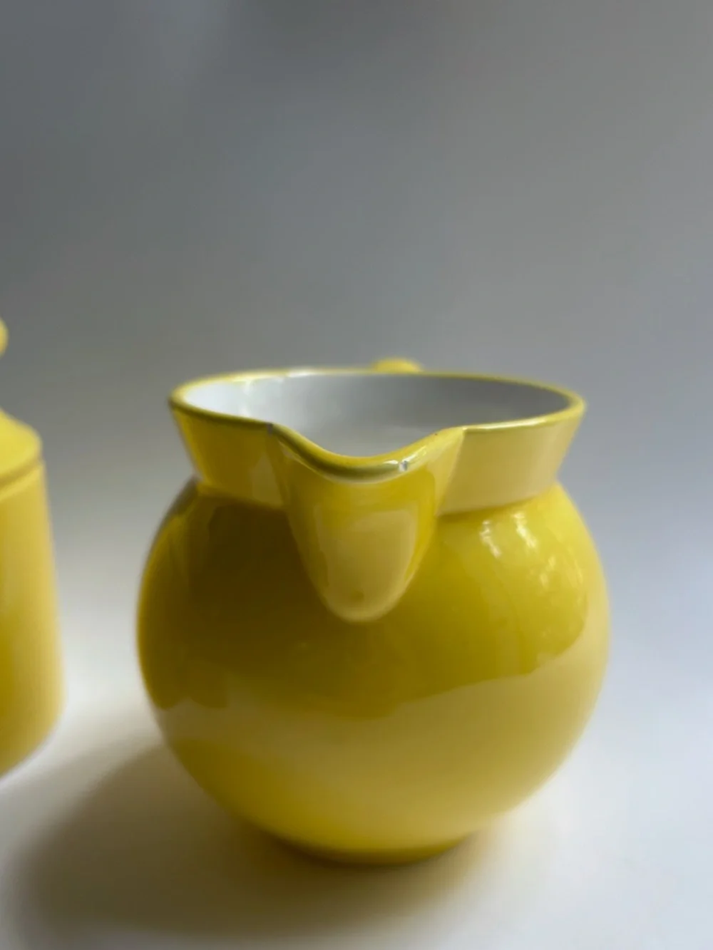 Savoir Vivre Yellow Ceramic Sugar & Creamer Set, 1980's
